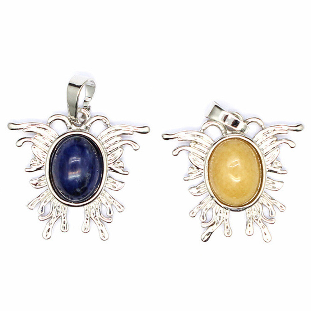 1pc Mini Moth Butterfly Shape Pendant Oval Bead Crystal Chakra Gemstone Healing