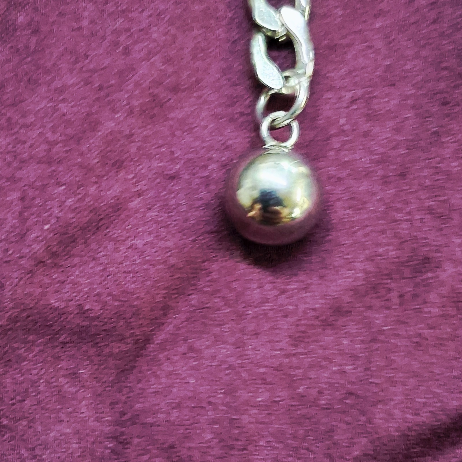 Polished Silver Tone Ball & Hoop Pendant Heavy Curb Link Chain Necklace