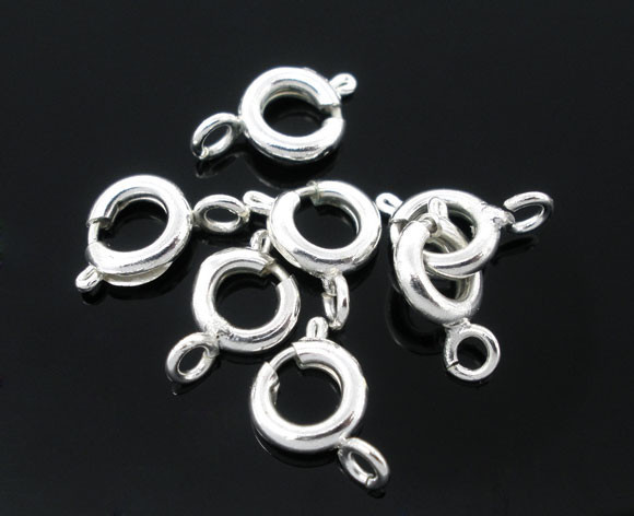 Sexy Sparkles 100 Pcs Silver Tone Bolt Spring Ring Necklace End Clasps Findings