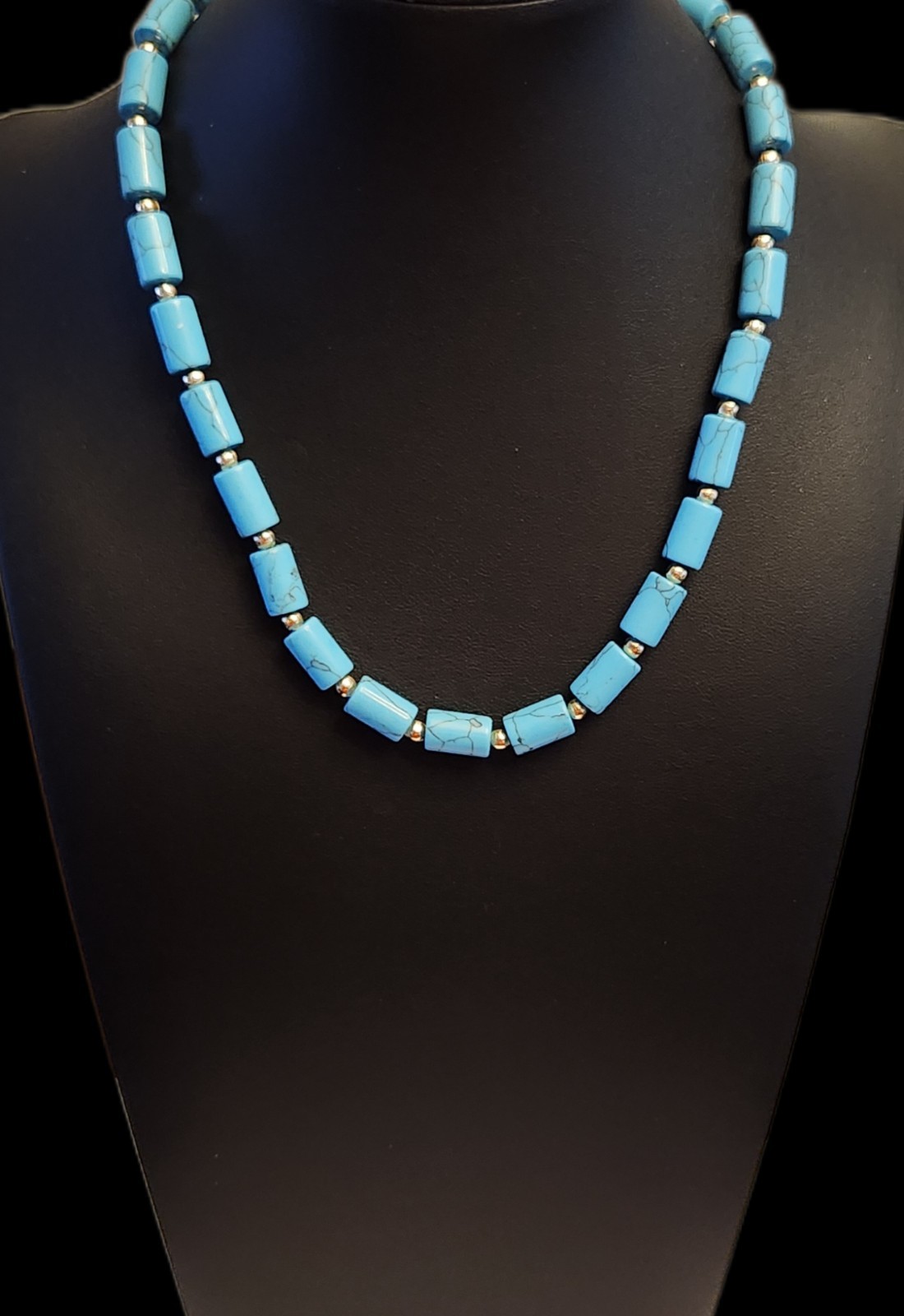 Blue Howlite Tubular Necklace- 18-20 in.