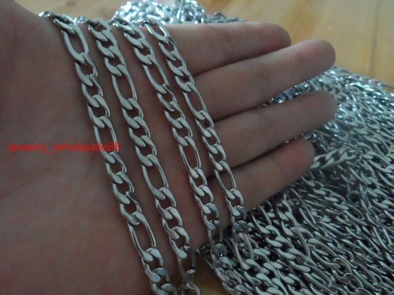 18”-40” Charming Men’s Figaro NK Chain Necklace Stainless Steel 7mm/9mm Wide