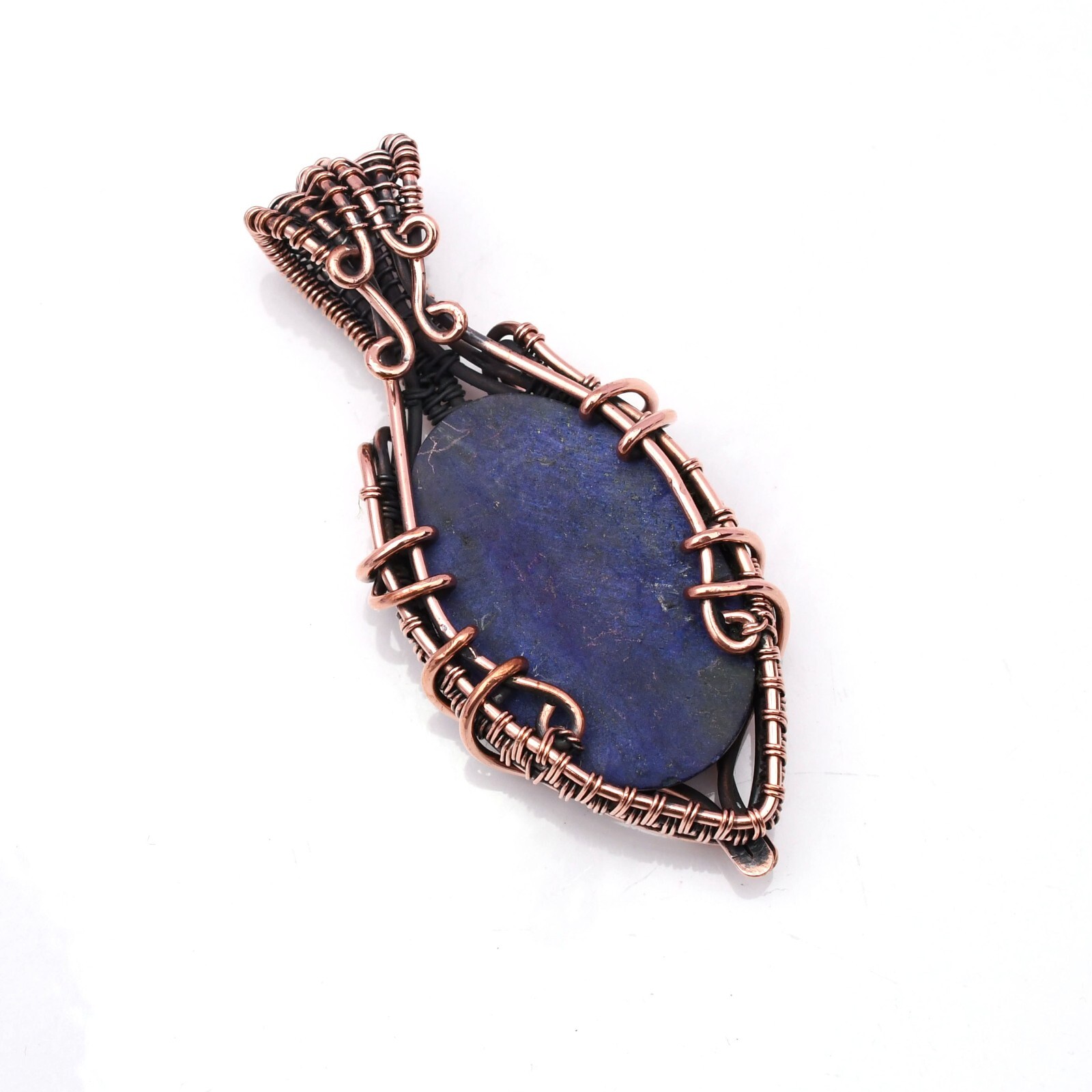 Lapis Lazuli Pendant Copper Wire Wrapped Handmade Jewelry Pendant 2.15″