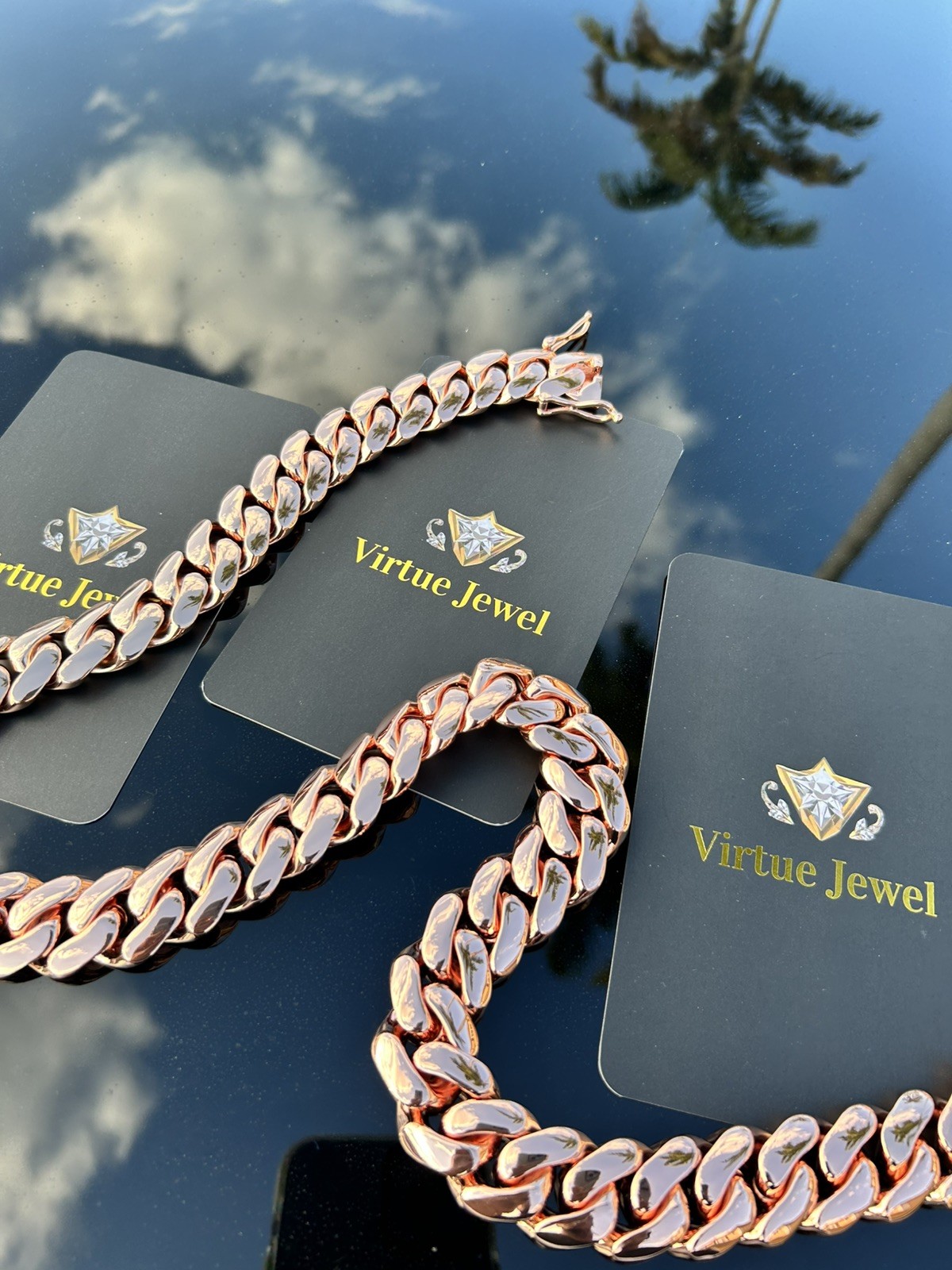 20mm Rose Gold Cuban Link Chain 24in Necklace Miami Premium Water Resistant