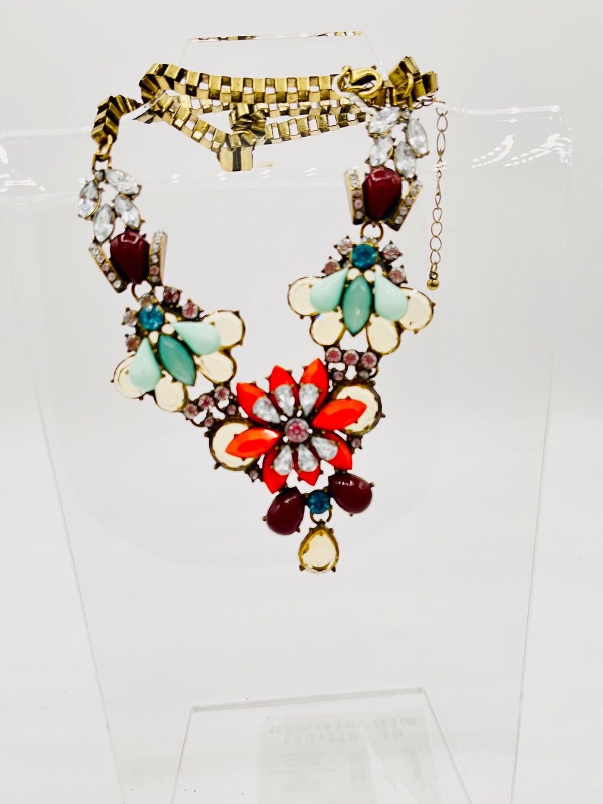 J Crew Multicolor Rhinestone Flower Adjustable Statement Necklace |Back to Schoo