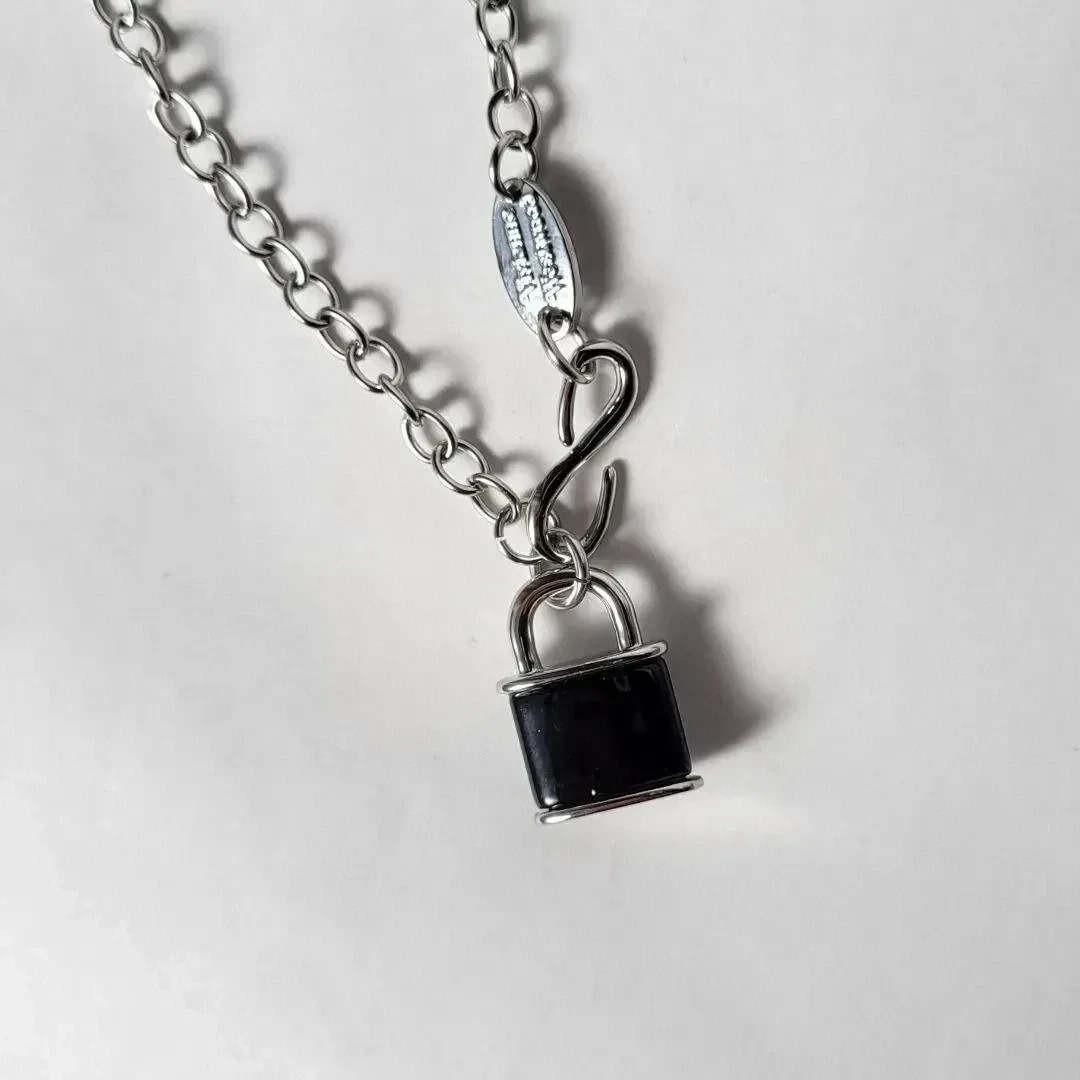Vivienne Westwood Padlock Necklace Black×Silver
