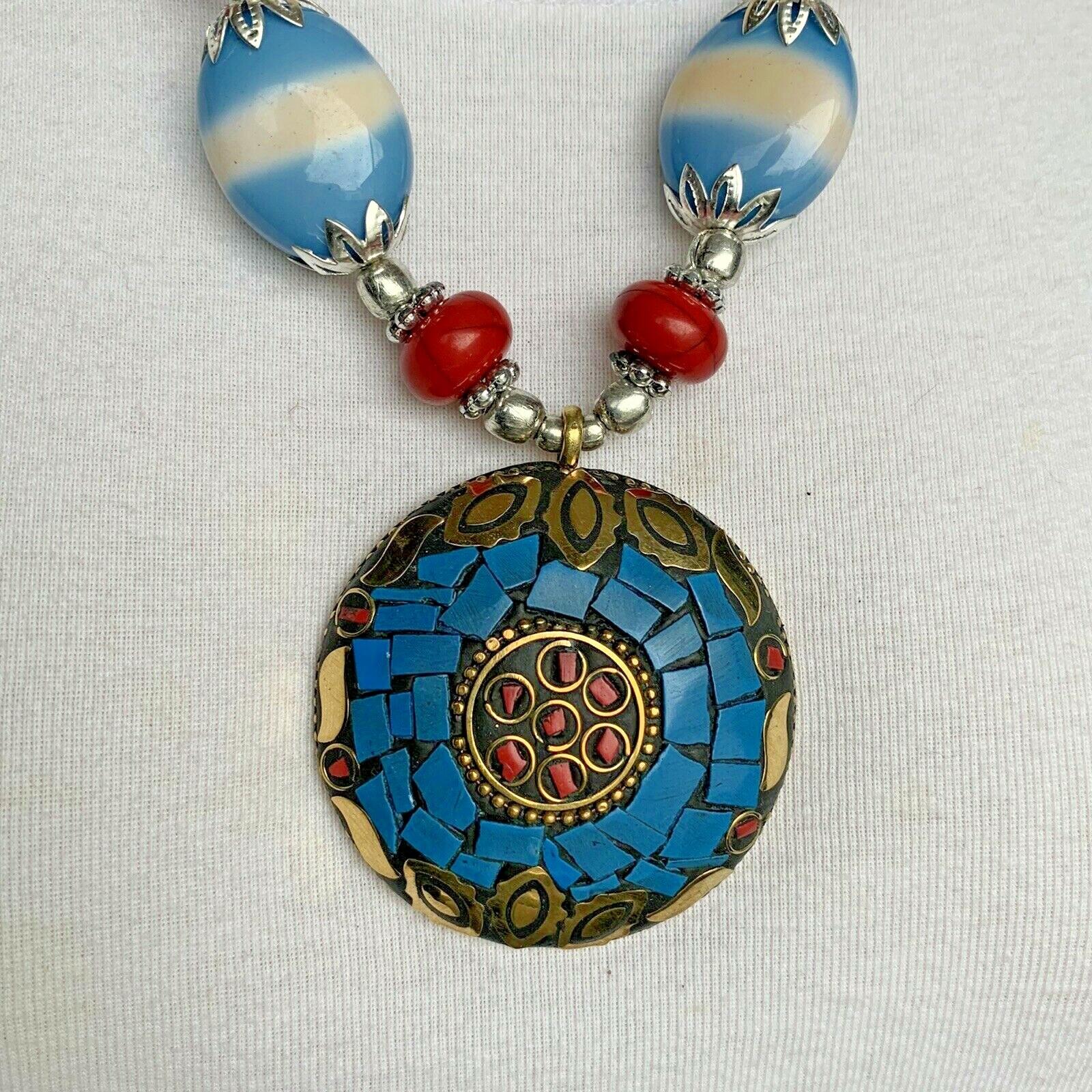 Handmade Necklace – Nepalese Tibetan Tribal Ethnic Coral Lapis Jewellery NL-106