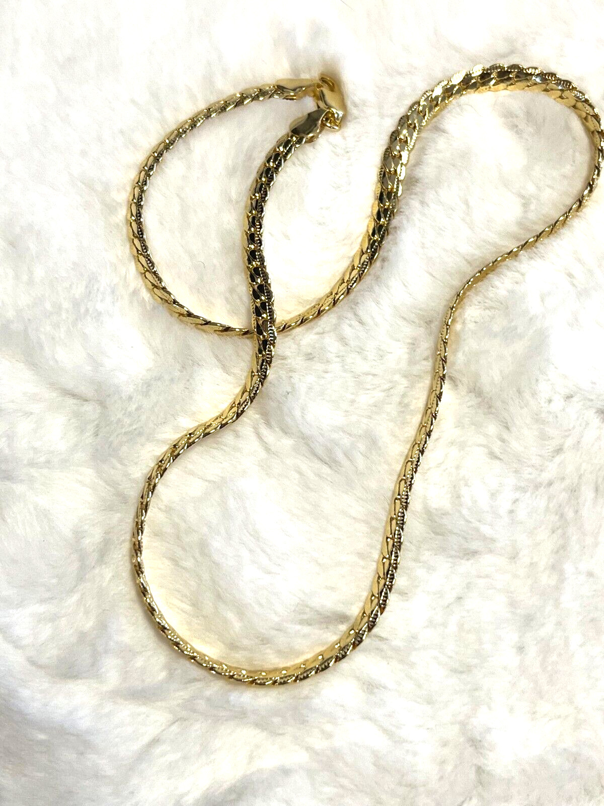 Super Nice 18K Gold Plated Sideways Chain 6mm Wide 20″ Long -Fast Free Shipping