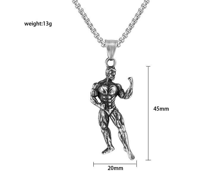 Mens Stainless Steel Fitness Workout Bodybuilding Pendant Necklace Chain Jewelry