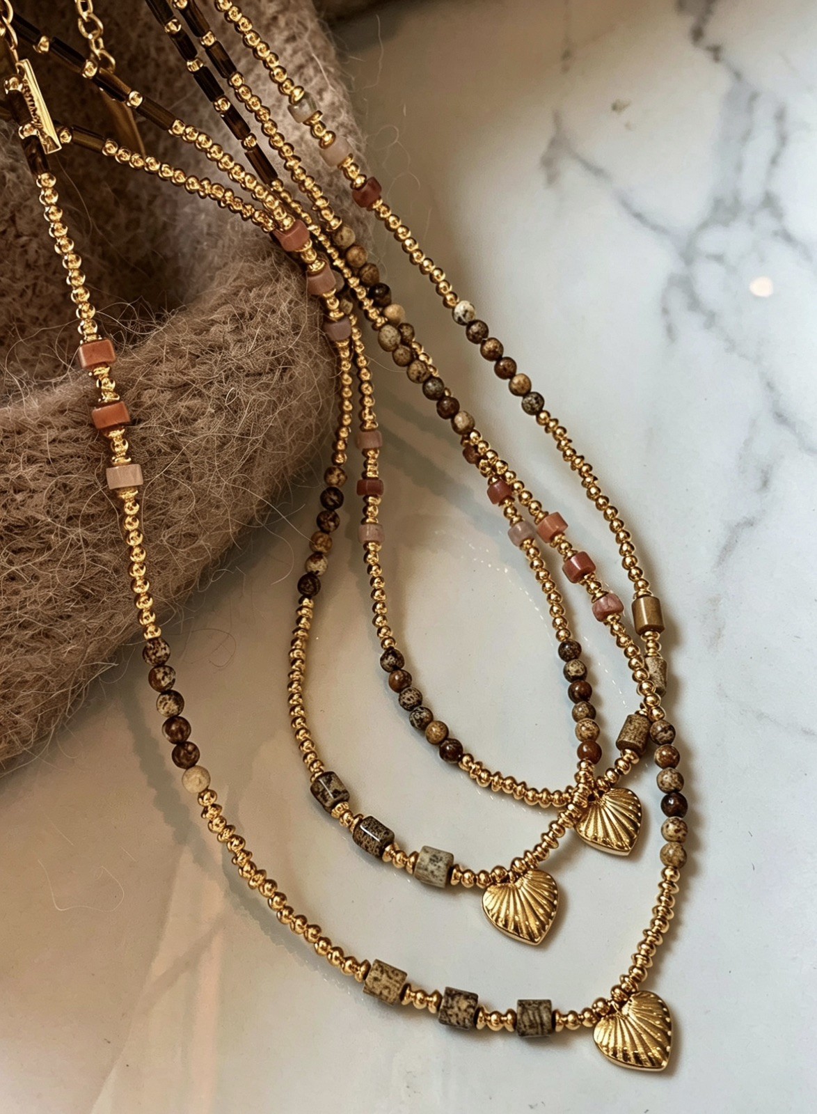 Gold Heart Pendant Necklace Women Dainty Adjustable Boho Vintage Jewelry Gift