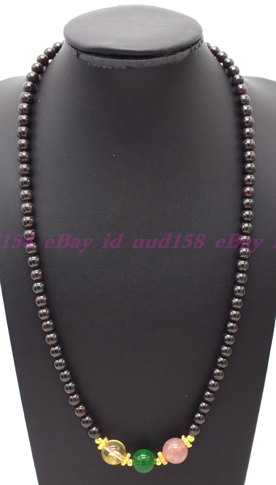 Genuine Natural 6mm Brazil Dark Red Garnet Round Gemstone Beads Necklace 18″