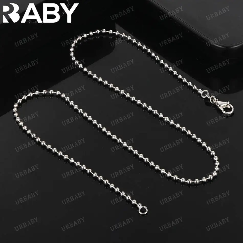 925 Sterling Silver 40-75cm 2mm Beads Necklace Women Anniversary Gift Jewelry