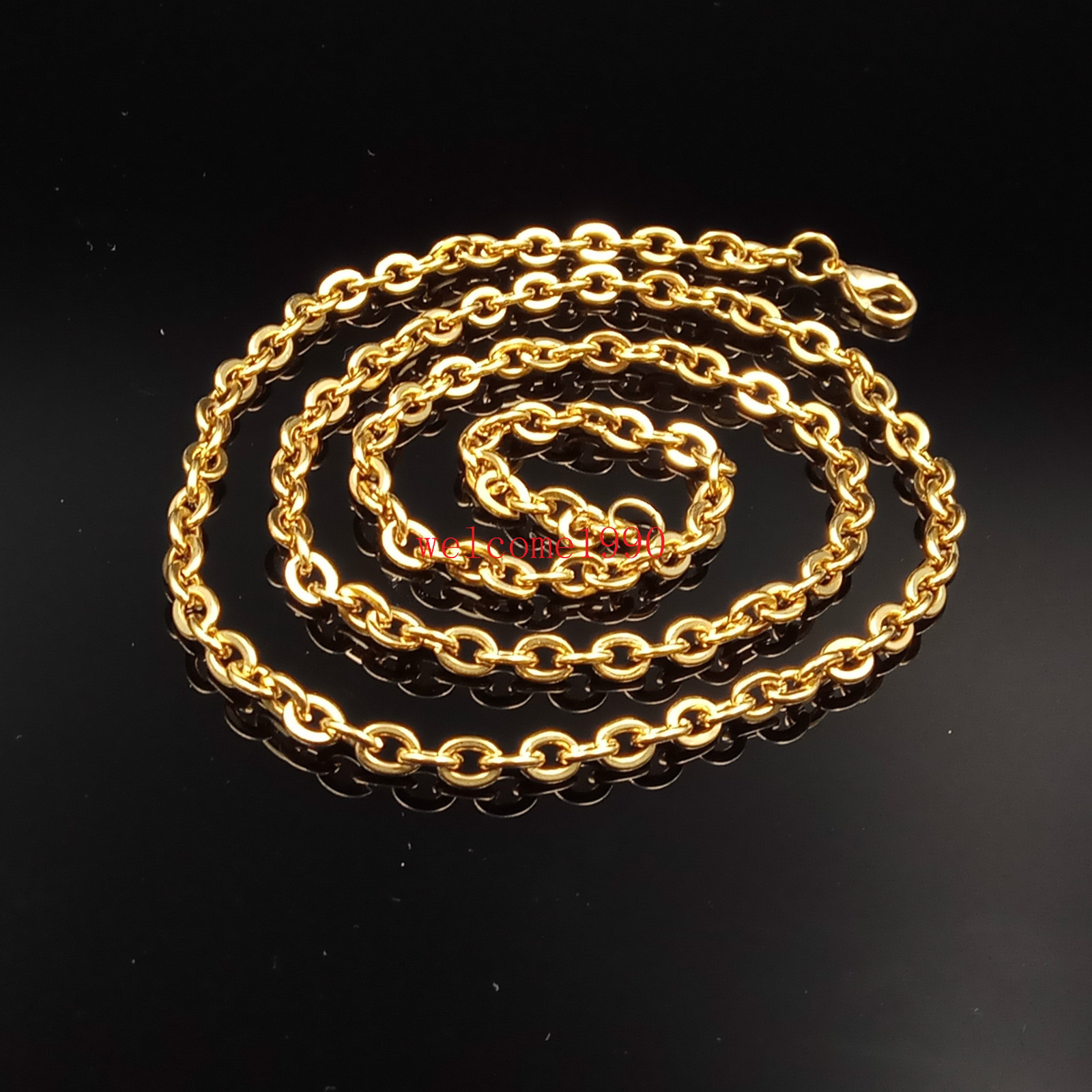 18-28′ Fashion Women Gold Stainless steel joint Link Chain Necklace strong 2.4mm