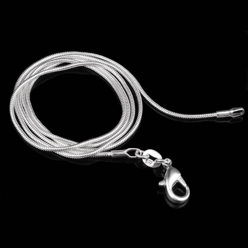 Wholesale 10pcs 925 Sterling Silver Plated 1mm Snake Chain Necklace 16″-24″