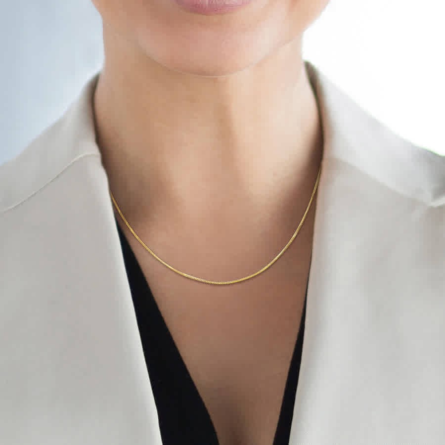 Amour 1mm Diamond Cut Flat Curb Link Chain Necklace in 14k Yellow Gold- 18 in