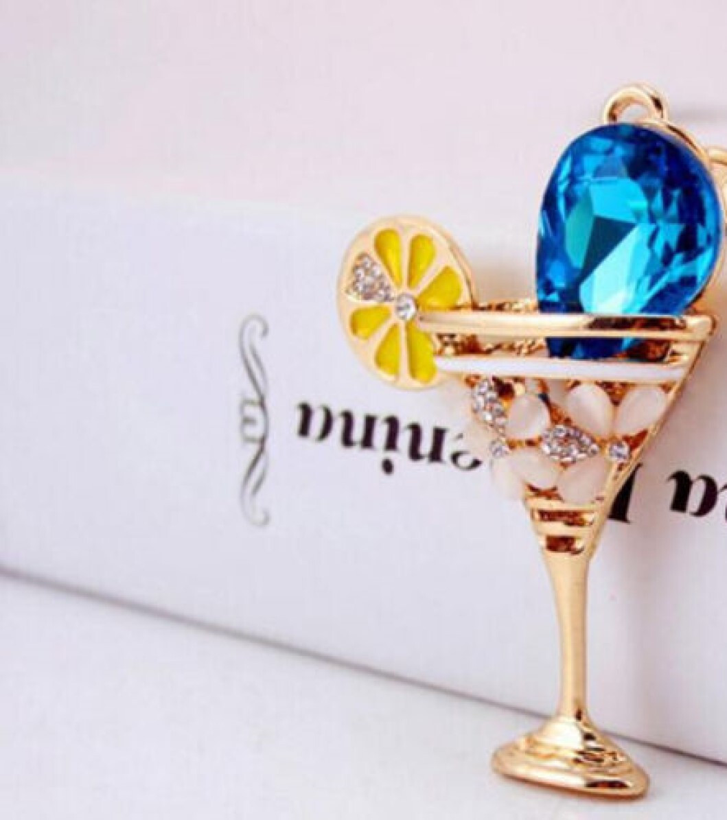 Betsey Johnson Crystal Blue Garnish Margarita 3D Pendant Necklace Free Gift Bag