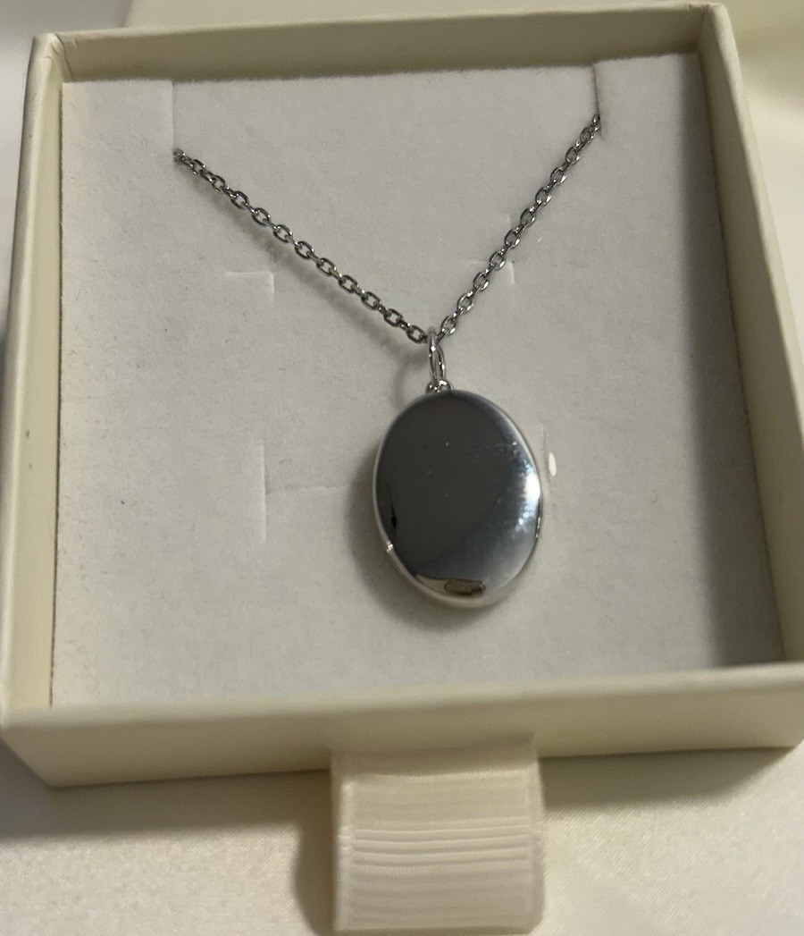 Sterling Silver Locket Necklace NIB Adjustable Chain 24 In Engraved “Forever “