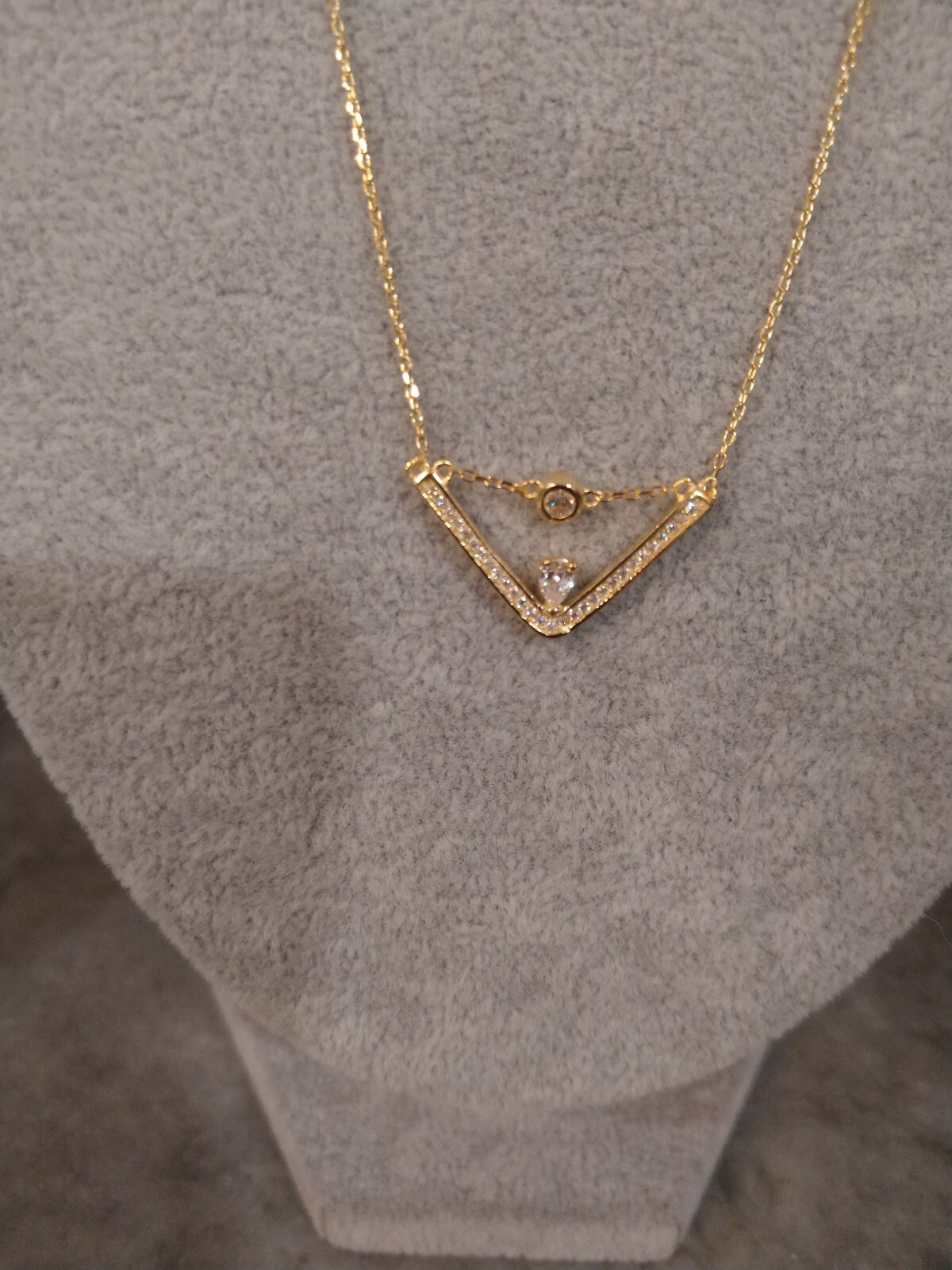 LA Simulated Diamond Trendy Necklace 17.5″/14K YG/Sterling Silver 0.80 Carats