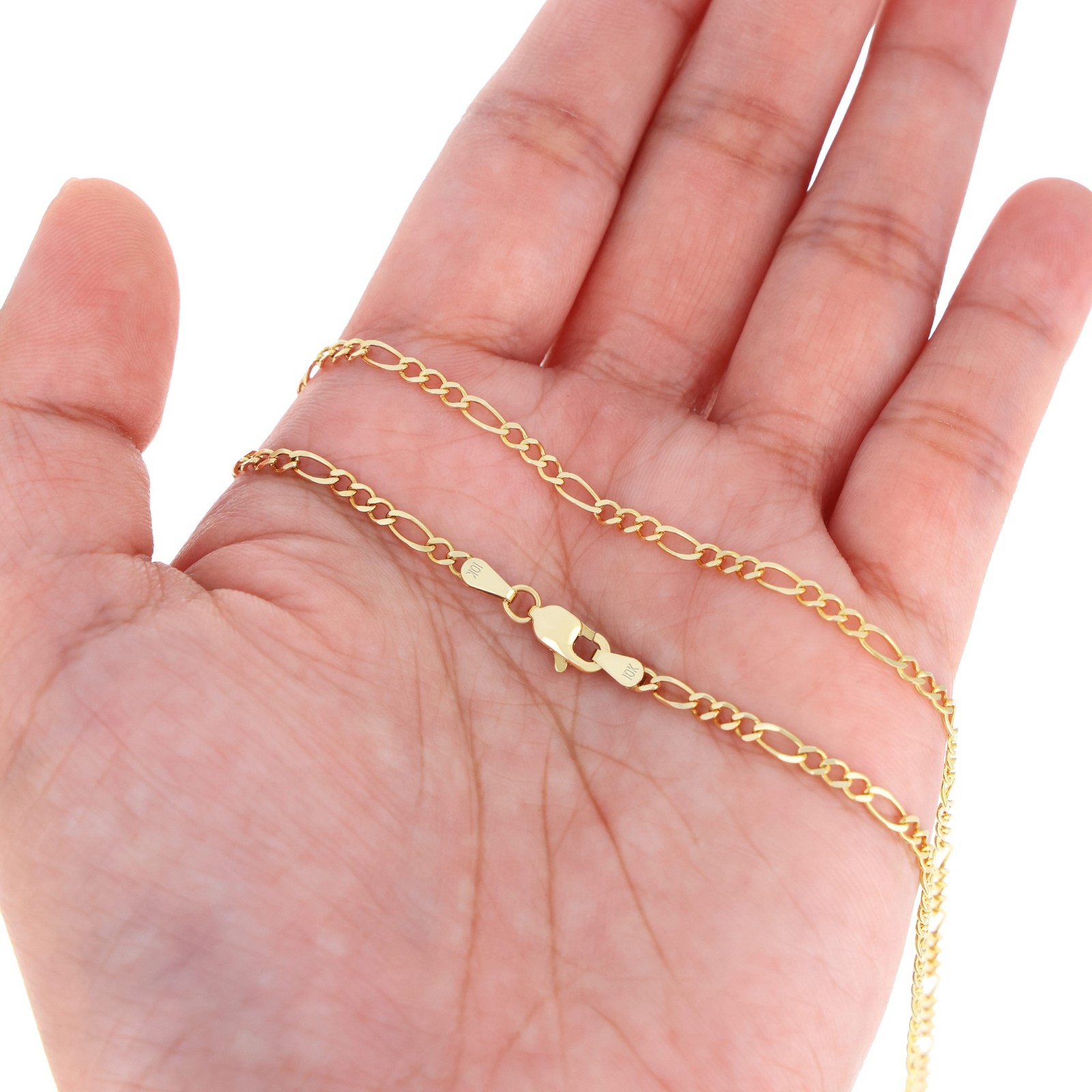 10K Yellow Gold Solid 2.75mm- 9.5mm Figaro Link Chain Bracelet Mens Womens 7″-9″