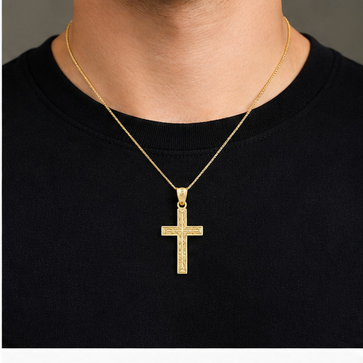 14K YELLOW GOLD ORNATE CROSS PENDANT REAL GOLD LUXURY RELIGIOUS CHARM NEW