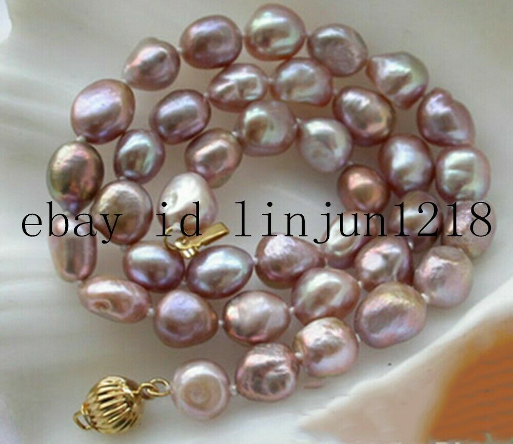 Natural 8-9mm Lavender Baroque Freshwater Pearl Necklace 20/22/24/28/36inches