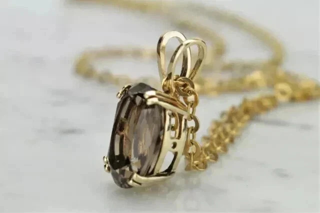Lab Created Chocolate Diamond 2Ct Oval Cut 14K Yellow Gold Plated Womens Pendant