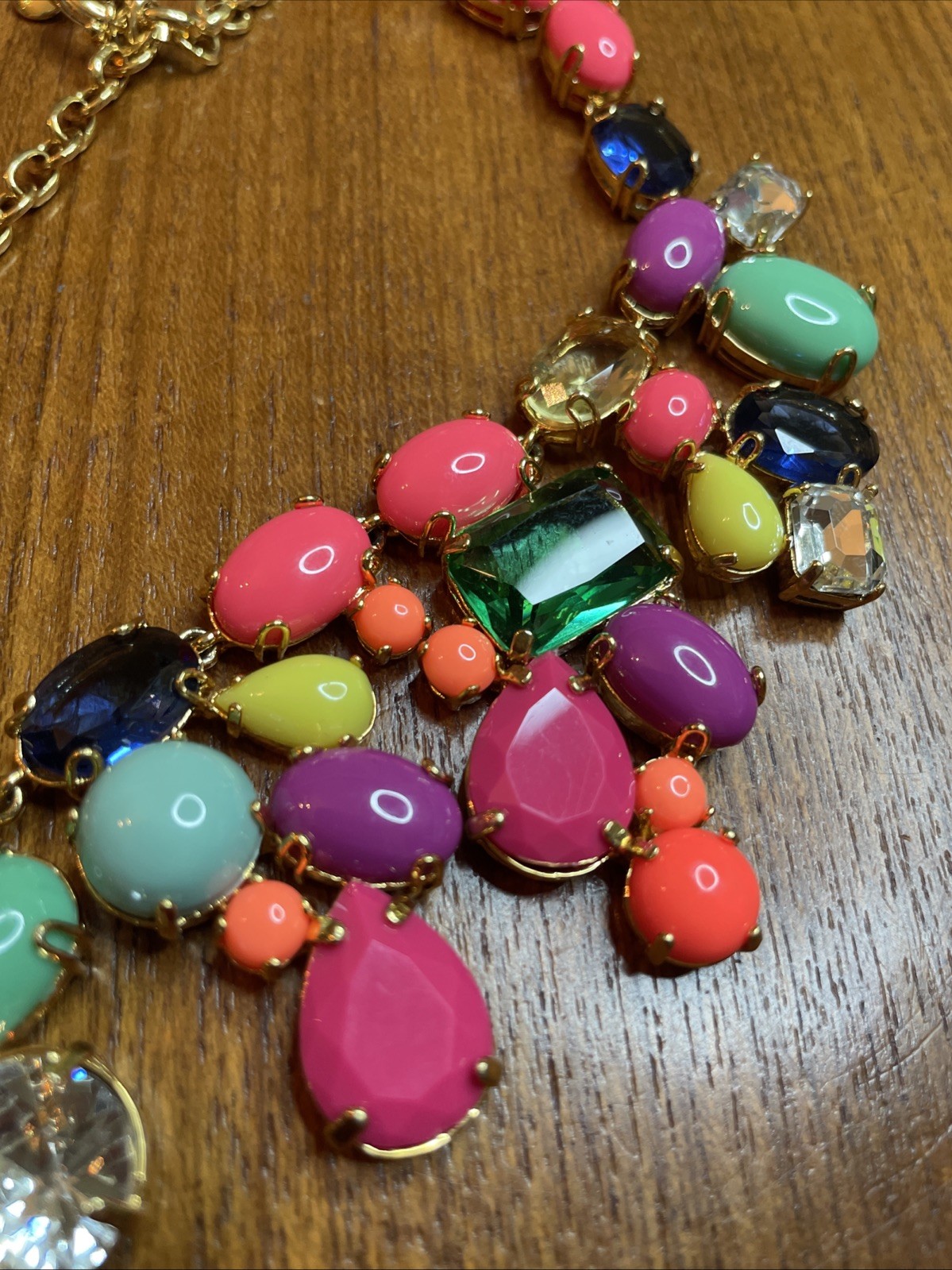 J Crew Bright Color Candy Rainbow Glass And Acrylic Statement Necklace