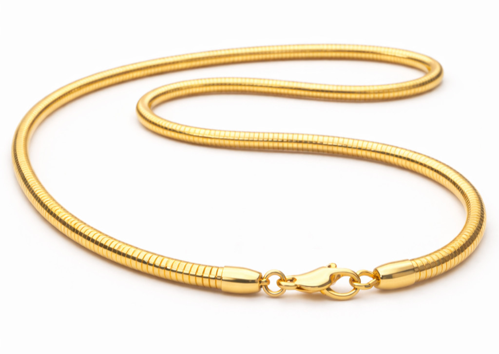 Real 1/200 14K Yellow Gold Overlay Snake Herringbone Chain Necklace Mens Womens