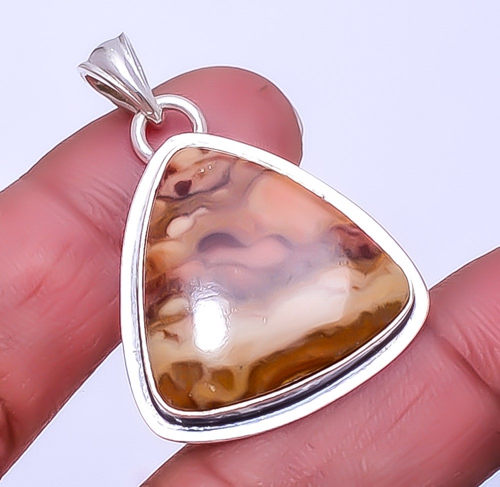 Wave Dolomite – Mexico 925 Sterling Silver Jewelry Pendant 1.56″ P_9359_150_10