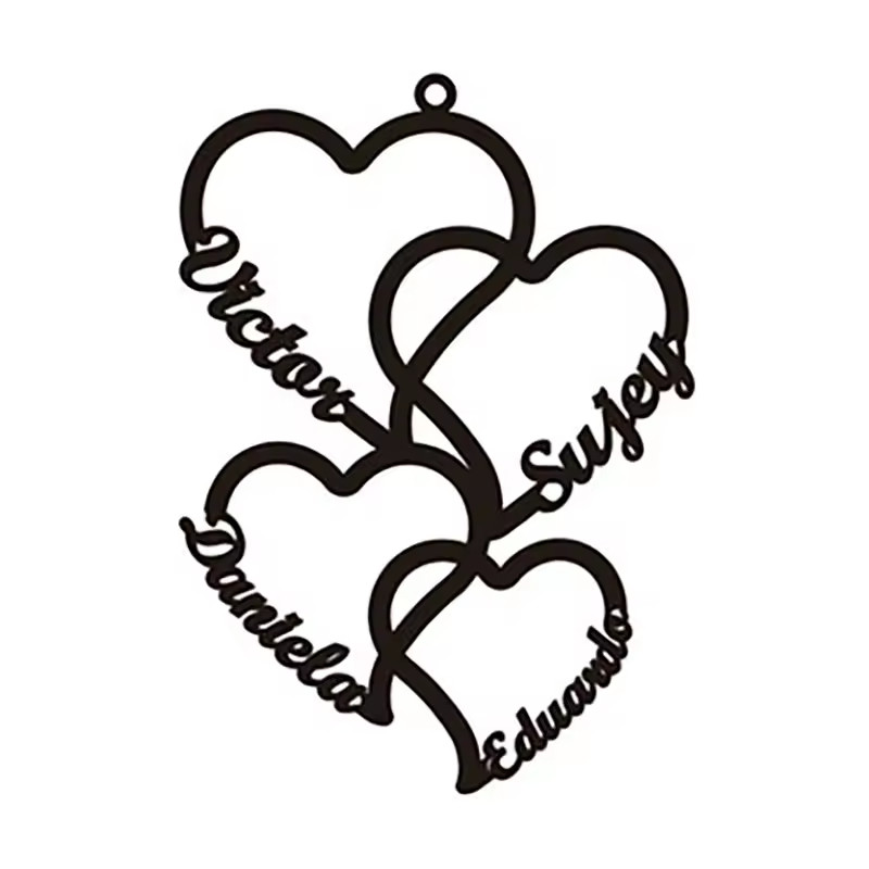 Custom 2-5 Name Heart Pendant Necklace Jewelry Family Gold Silver Rose Gold Gift
