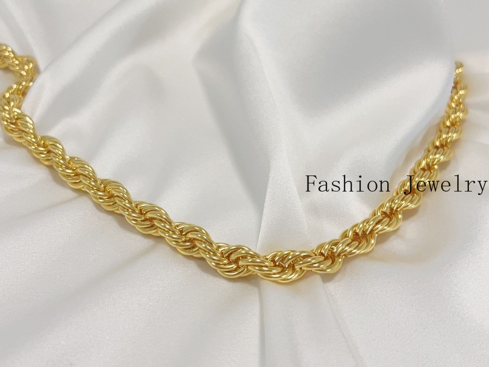 18K Yellow Gold Diamond Cut Rope Chain 10mm NecKlace Mens Womens 24″