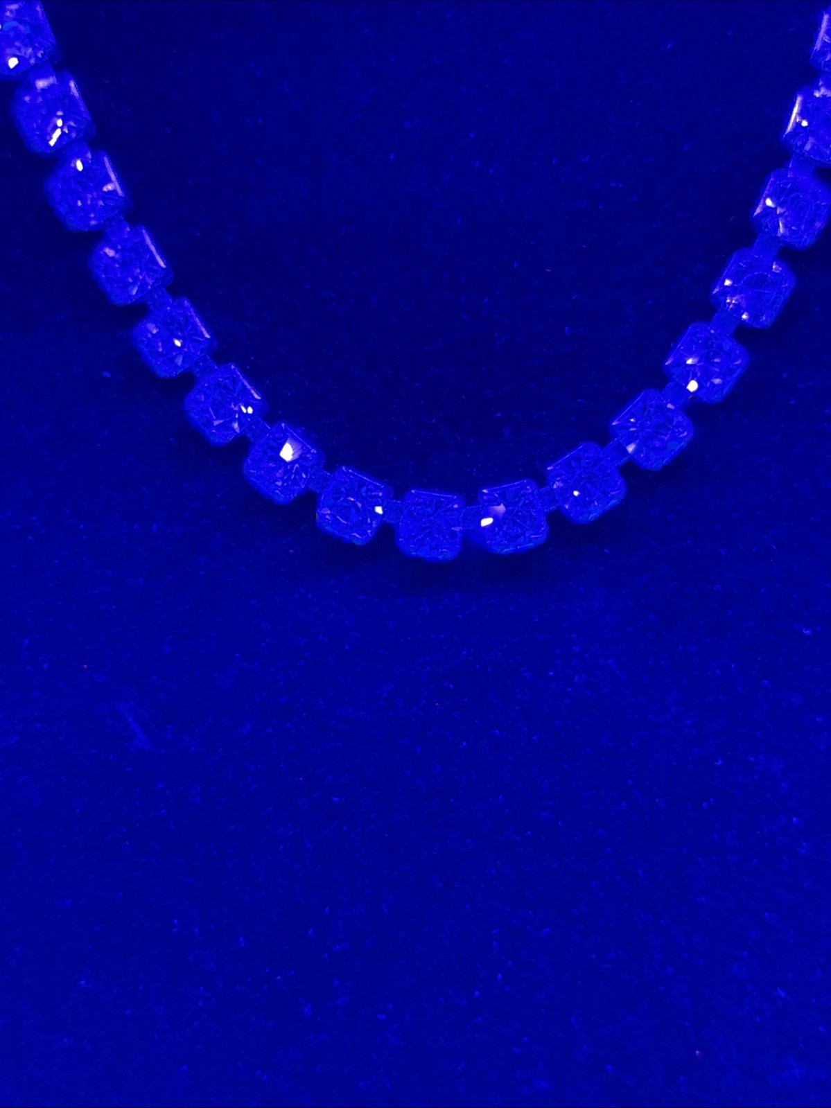 13” Silver Tone Tennis Necklace White / Colorless Rhinestones Costume Choker