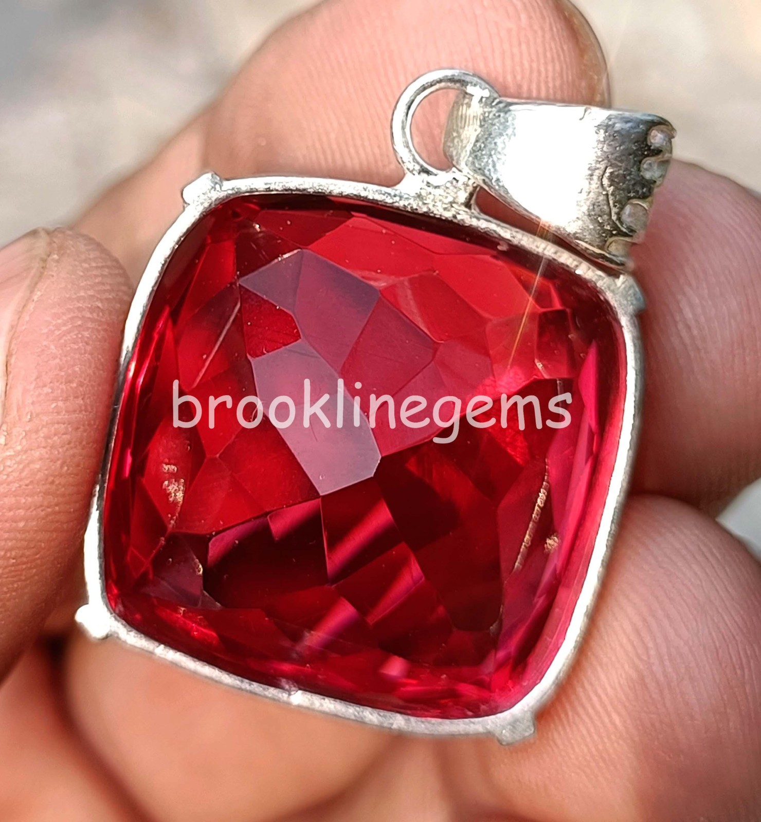 90 Ct Natural Red Ruby Cushion Cut EGL 925 Silver Pendant With Free Chain 6FGM