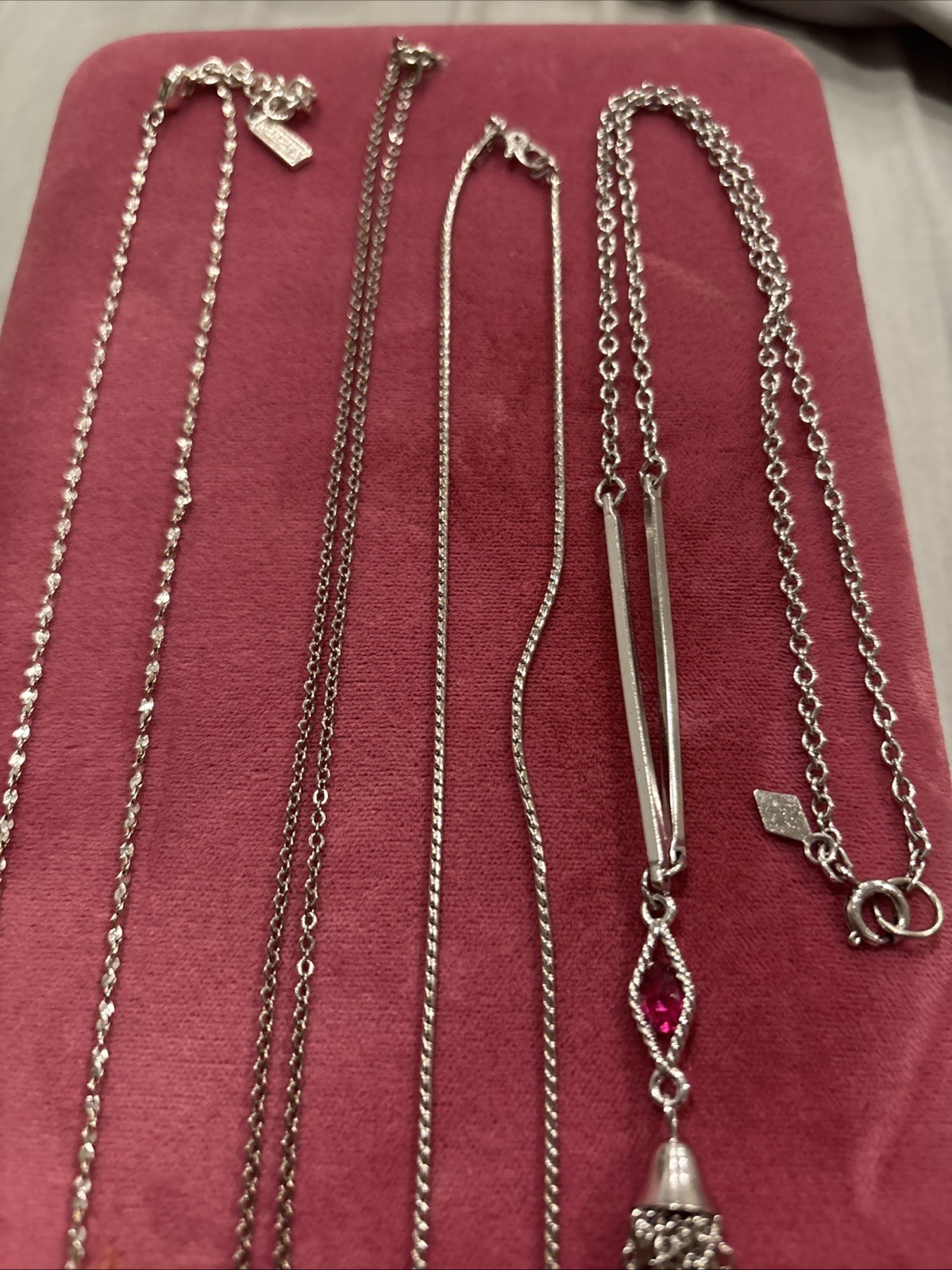 Set Of 4 Pendants With Silver Tone Chain Fashion Jewelry