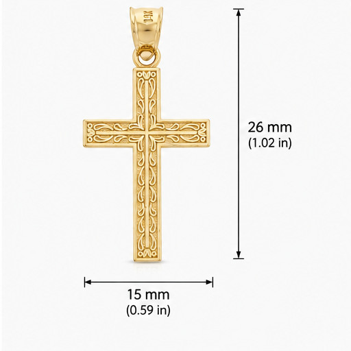 14K YELLOW GOLD ORNATE CROSS PENDANT REAL GOLD LUXURY RELIGIOUS CHARM NEW