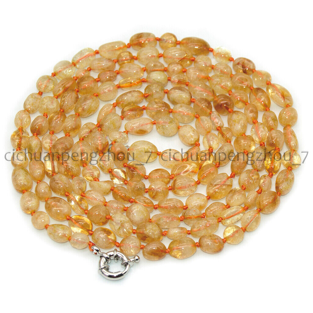 8-10mm Natural Yellow Citrine Crystal Irregular Gems Beads Necklace 14-50”