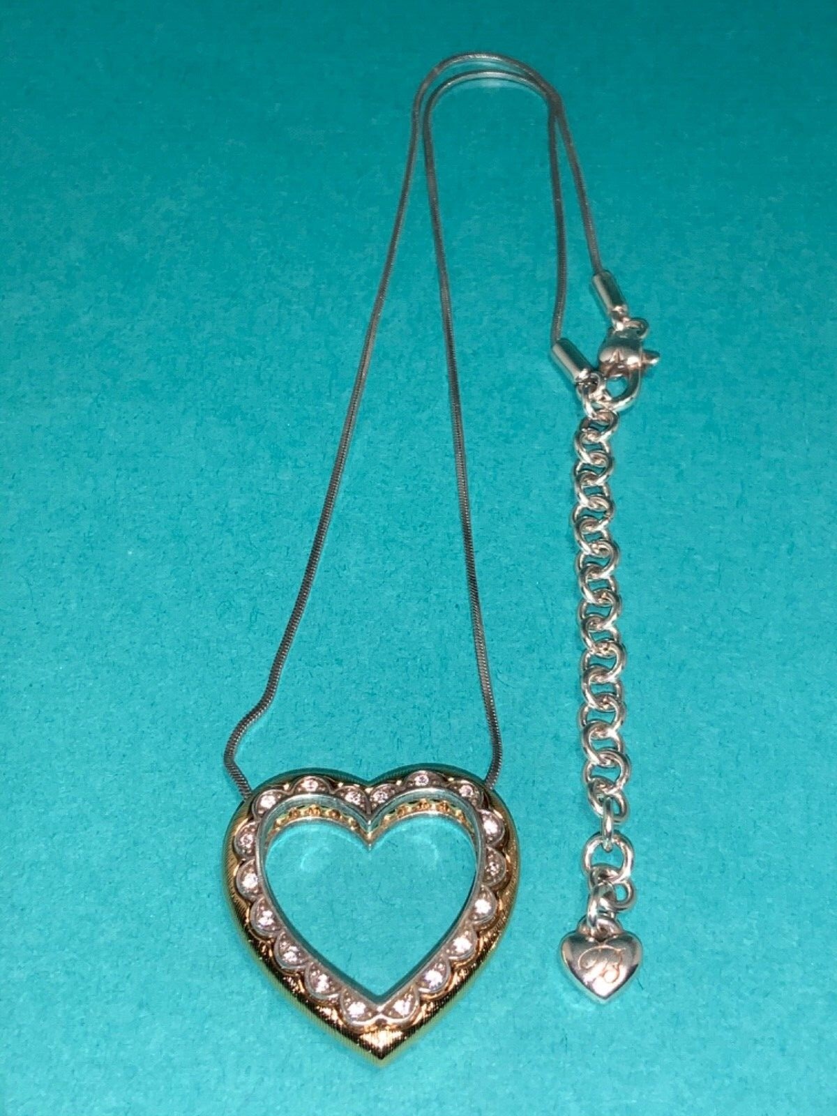 🌸 BRIGHTON 2 Tone Crystal Primevera Reversible Heart Necklace (N21) NWT🌸