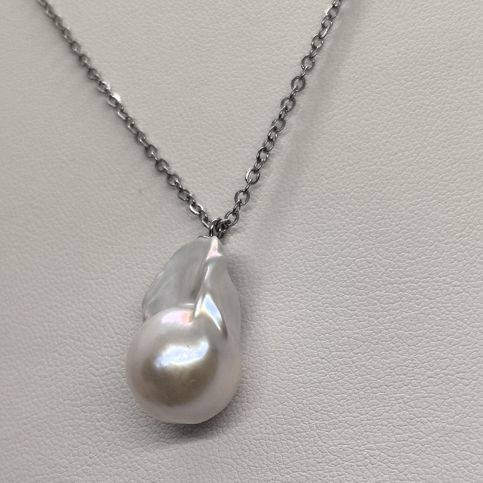 Natural 22mm Baroque Pearl Pendant Necklace Irregular Freshwater Pearl Jewelry