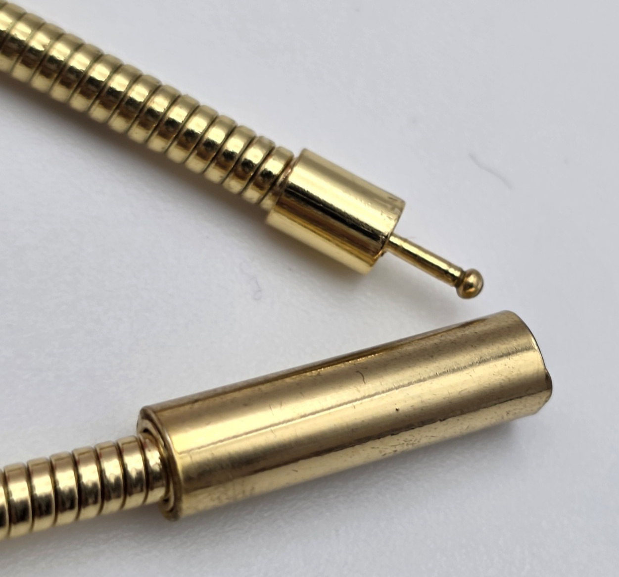Gold Tone 3mm Snake Chain Choker Necklace Push Pin Clasp 17 Inch
