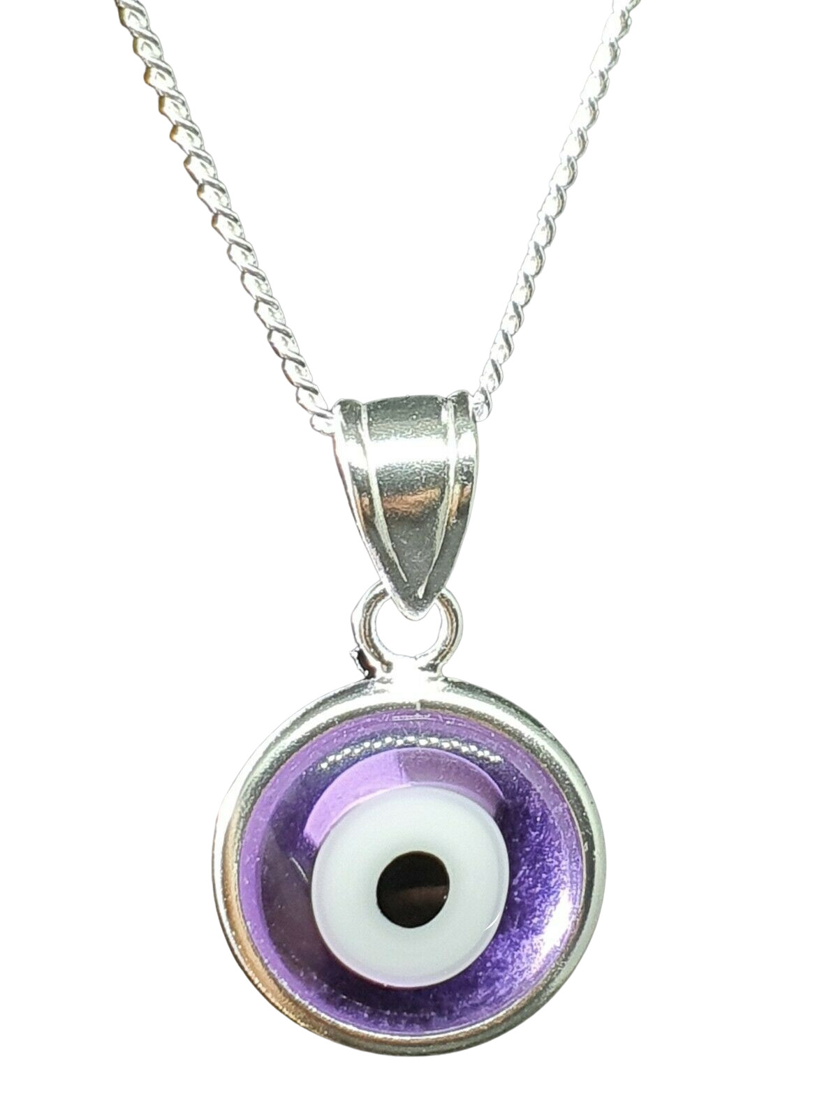 Evil Eye Pendant Amethyst Nasar Necklace Ethereal 925 Silver Jewellery & Boxed