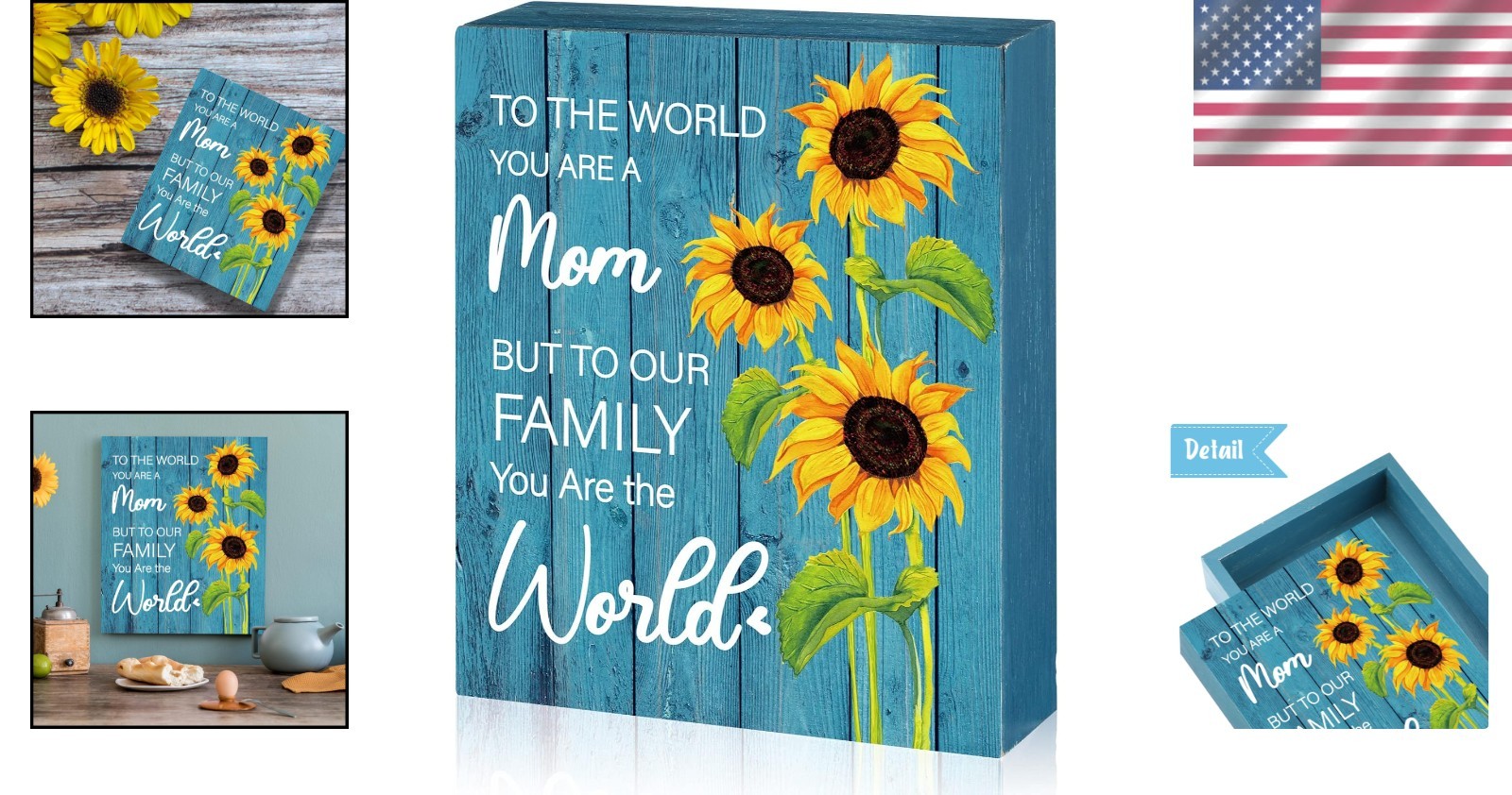 Classic Wooden Mom Sign with Sunflowers – Perfect for Mother’s Day Gift