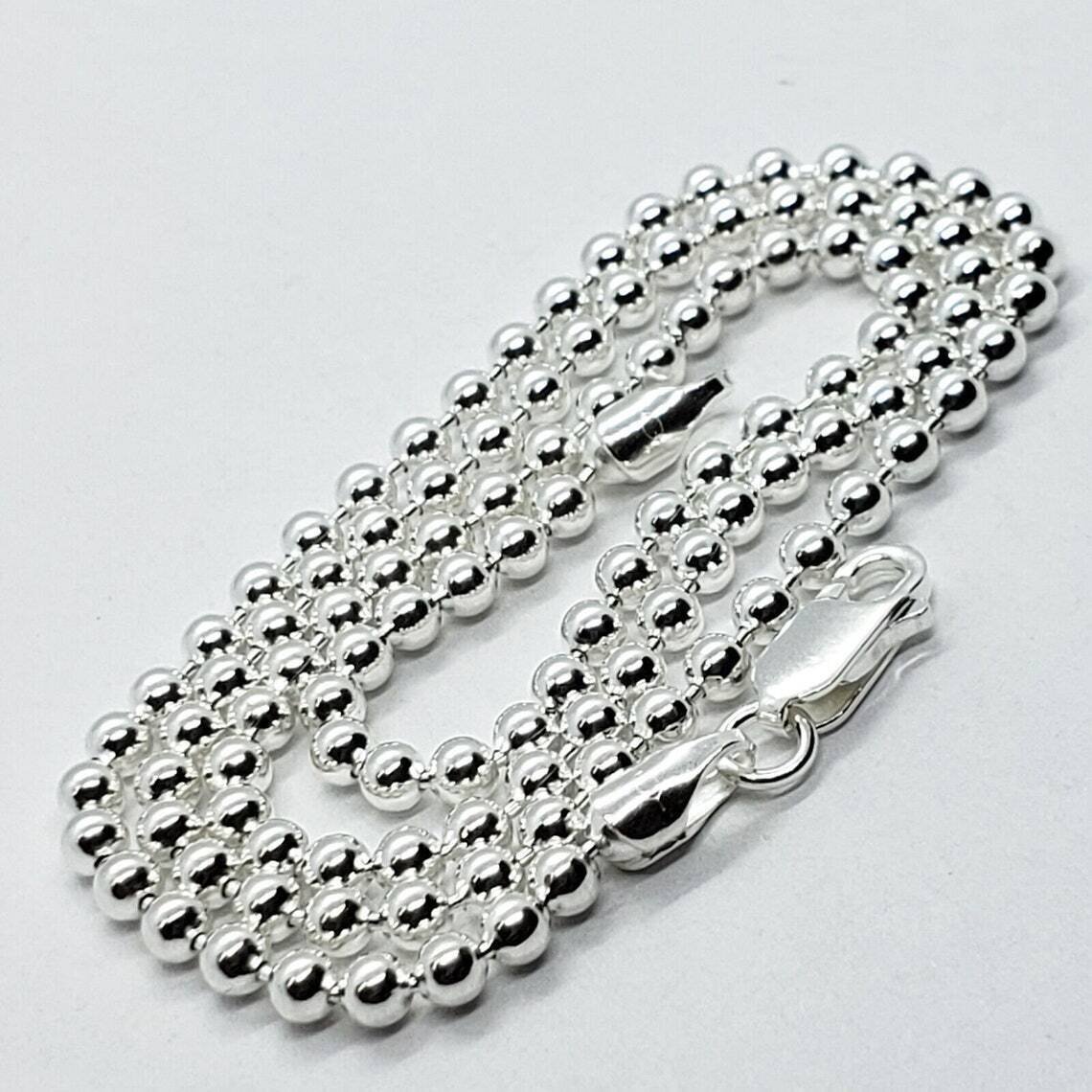 925 Sterling Silver Ball Bead Chain Necklace .925 Italy 3mm – All Sizes
