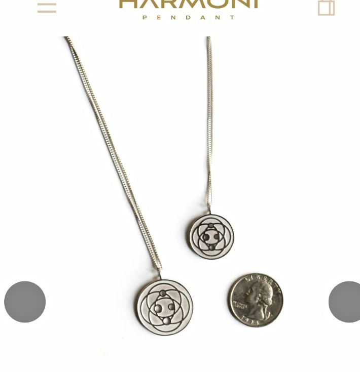 Harmoni Pendant Signed Stainless Steel Silver 20mm Round Charm Necklace