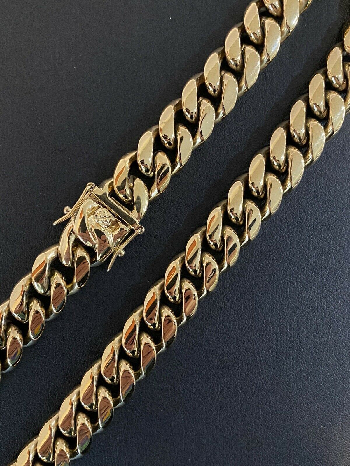 14mm 20″ Mens Real Miami Cuban Link Choker 14k Gold Plated Over Stainless Chain