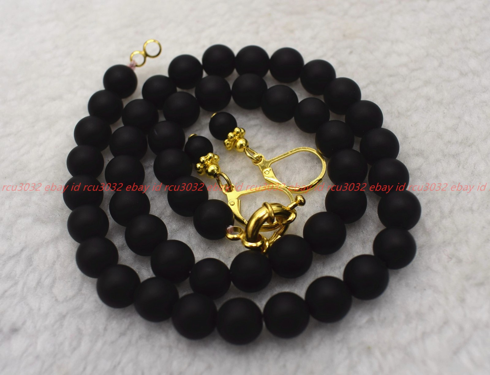 6/8/10mm Black Matte Agate Round Gems Bead Necklace Bracelet Earrings18/7.5in