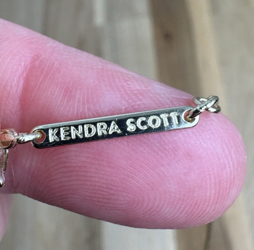 Kendra Scott Leanor Necklace Teal Green Drusy Gold Tone Bar Pendant Excellent
