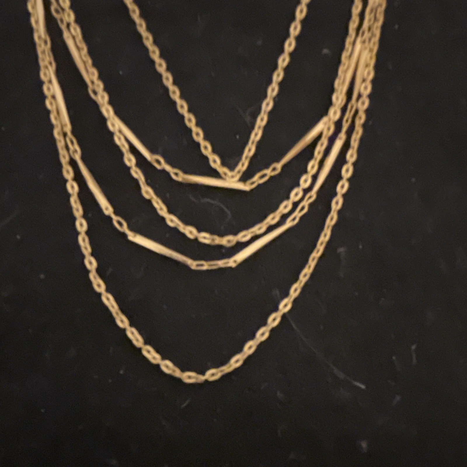 Layered Gold Plate Multi-Strand Oval Link Chain Necklace Spring Ring Closure