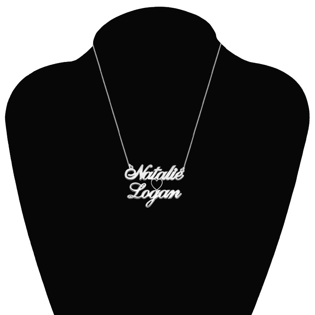 Personalized Couple Name Necklace Pendant with Heart Handmade Jewelry for Women