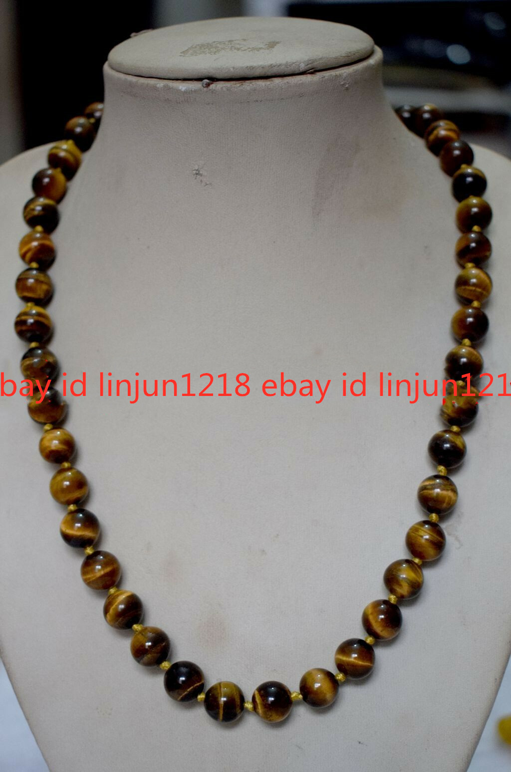 Natural AAA 8/10/12/14mm Yellow Tiger’s Eye Gemstone Necklace Long 18-100”