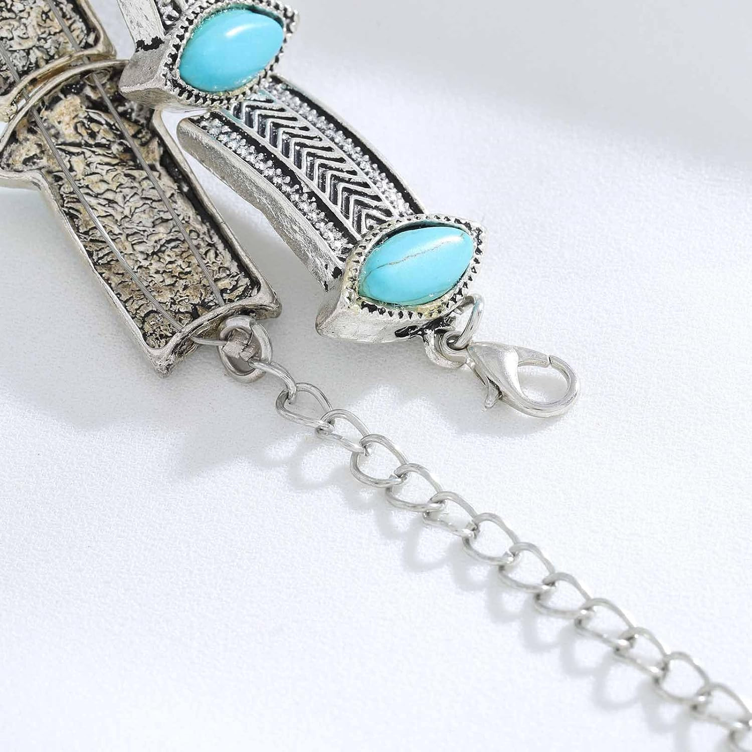 Turquoise Choker Necklace Women Boho Western Silver Tibetan Tribal Statement