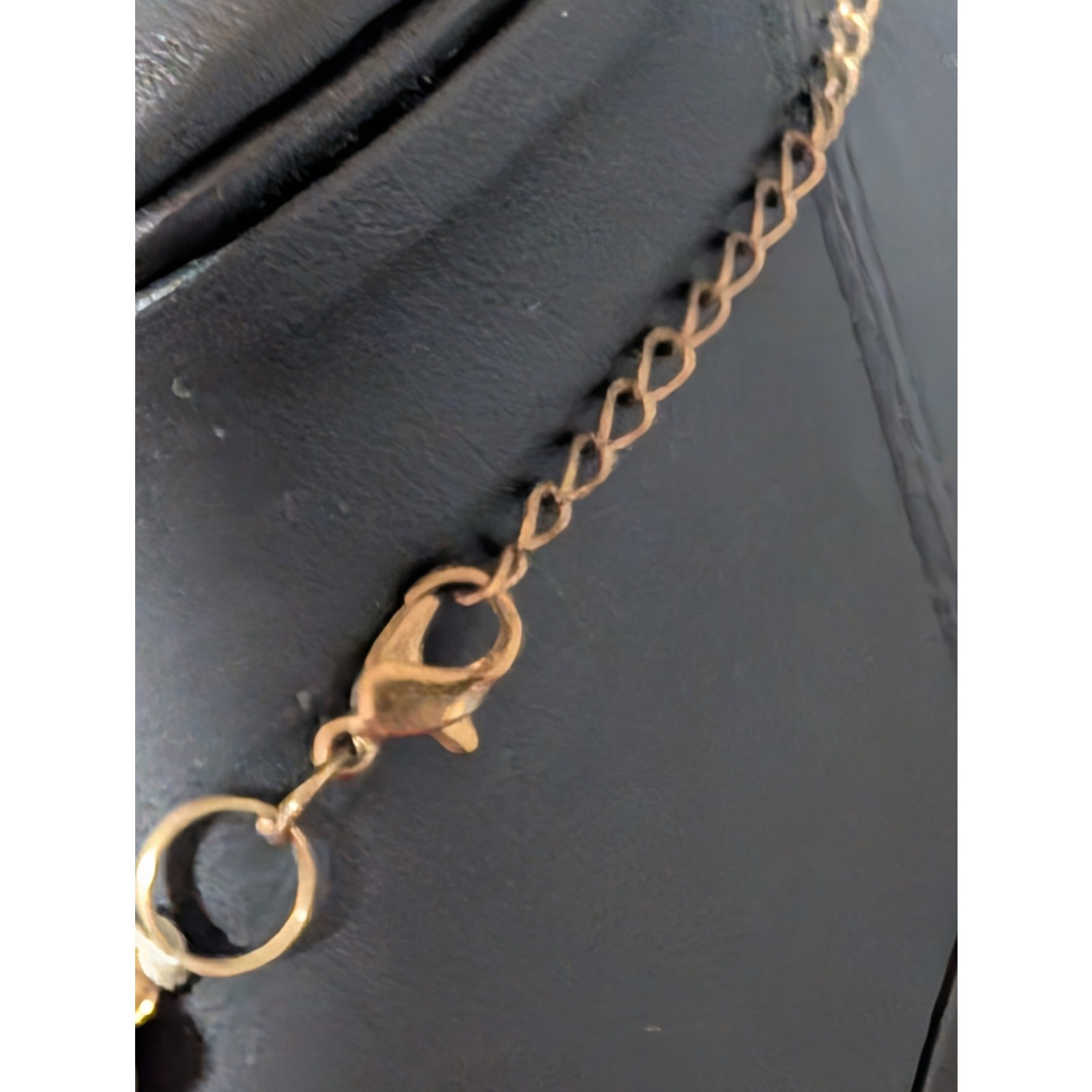 Gold Tone Necklace With Multi-Strand Black & Gold Beads
